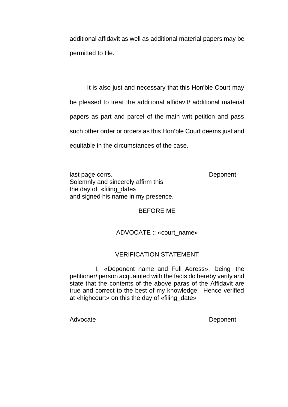 Additional Affidavit Additional Material Papers  For High Court preview page 2