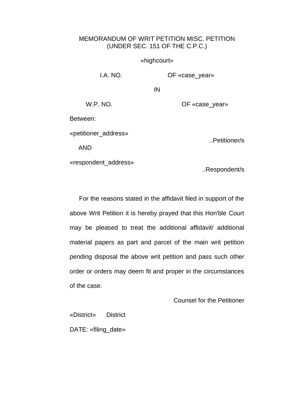 Additional Affidavit Additional Material Papers  For High Court preview page 3