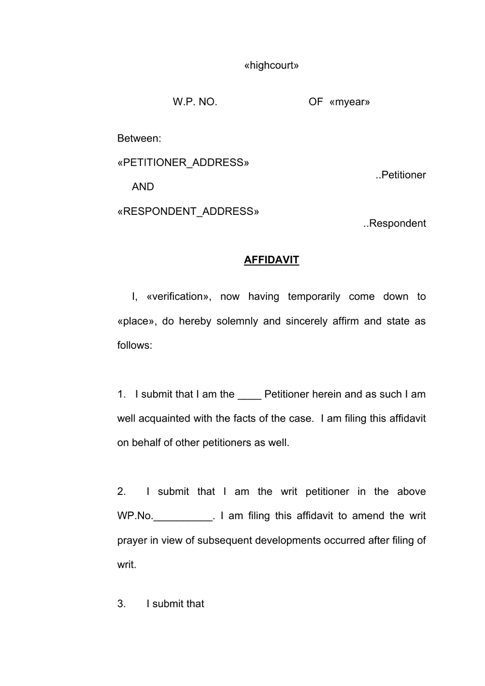 Amendment Petition petition format preview