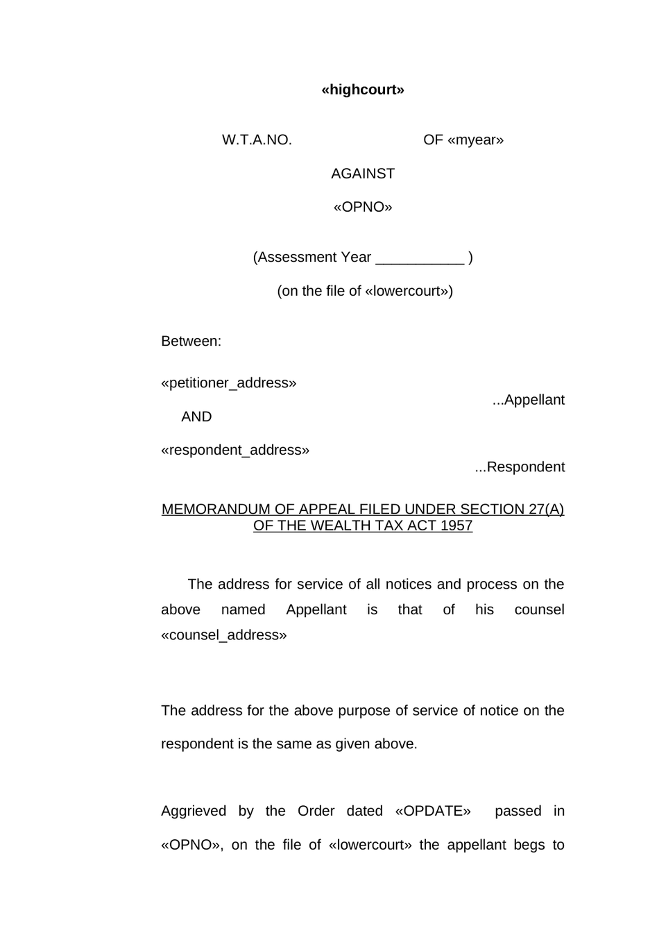 Appeal Filed Under Section 27(A) Of The Wealth Tax Act 1957 preview page 4