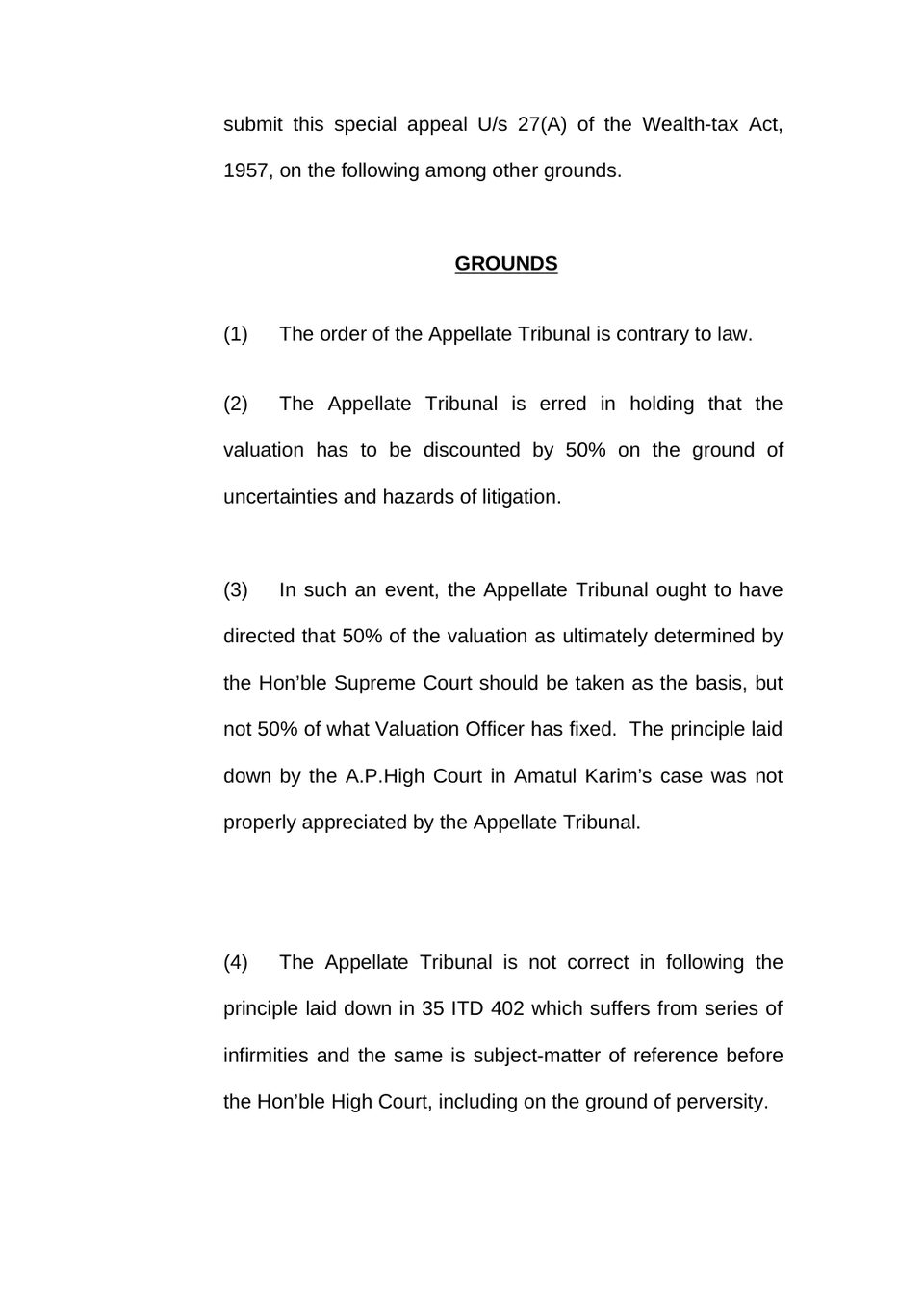 Appeal Filed Under Section 27(A) Of The Wealth Tax Act 1957 preview page 5