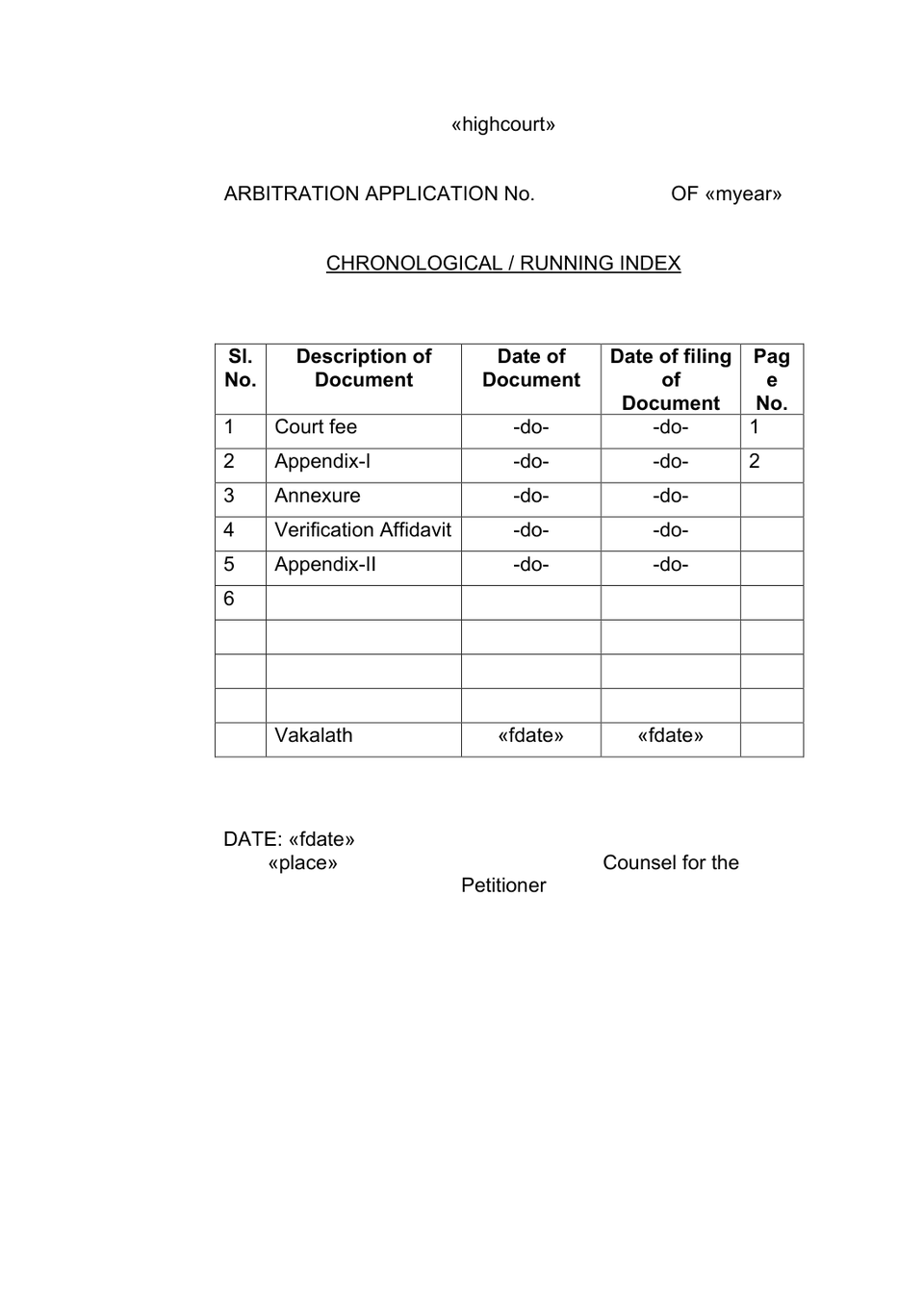 Aribitration Petition petition format preview