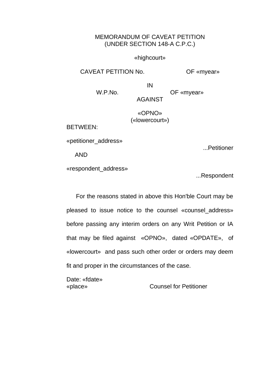 Caveat Petition preview page 2