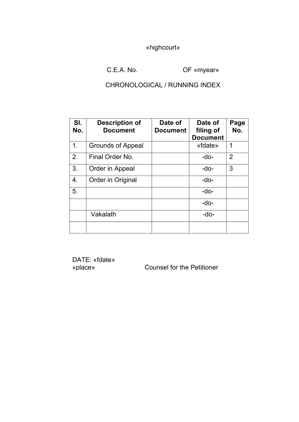 Central Excise Appeal petition format preview
