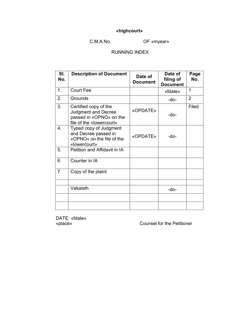 Civil Miscellaneous Appeal petition format preview