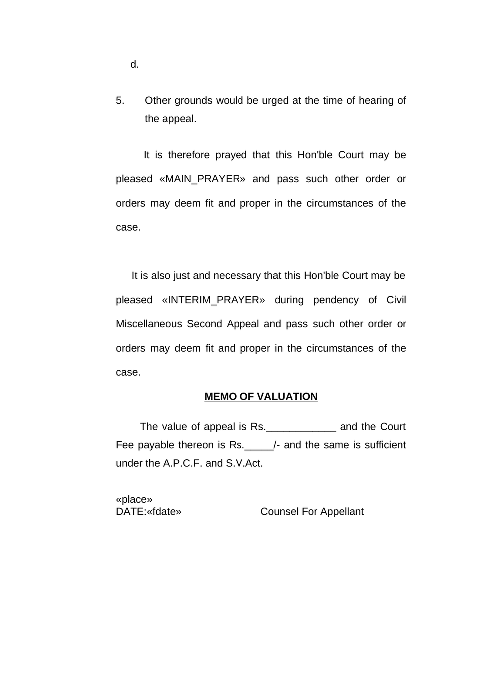 Civil Miscellaneous Second Appeal preview page 5