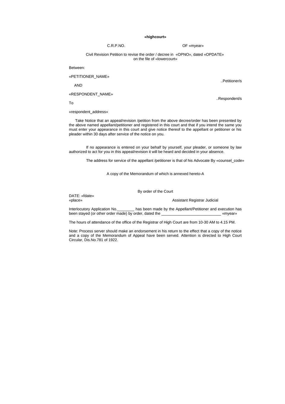Civil Revision Petition In High Court preview page 28