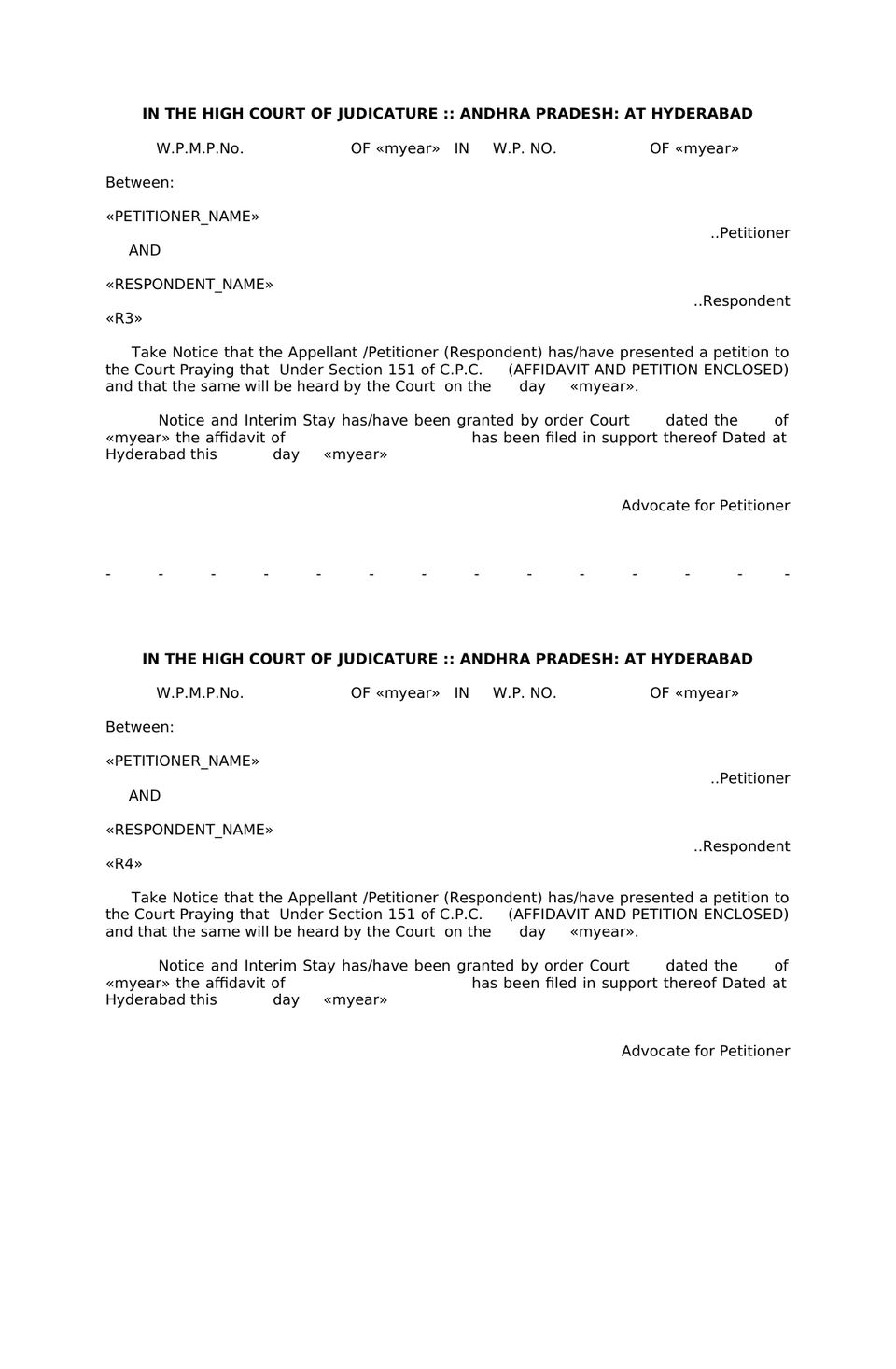 Cmp Notice Under Section 151 Cpc With Affidavit preview page 2
