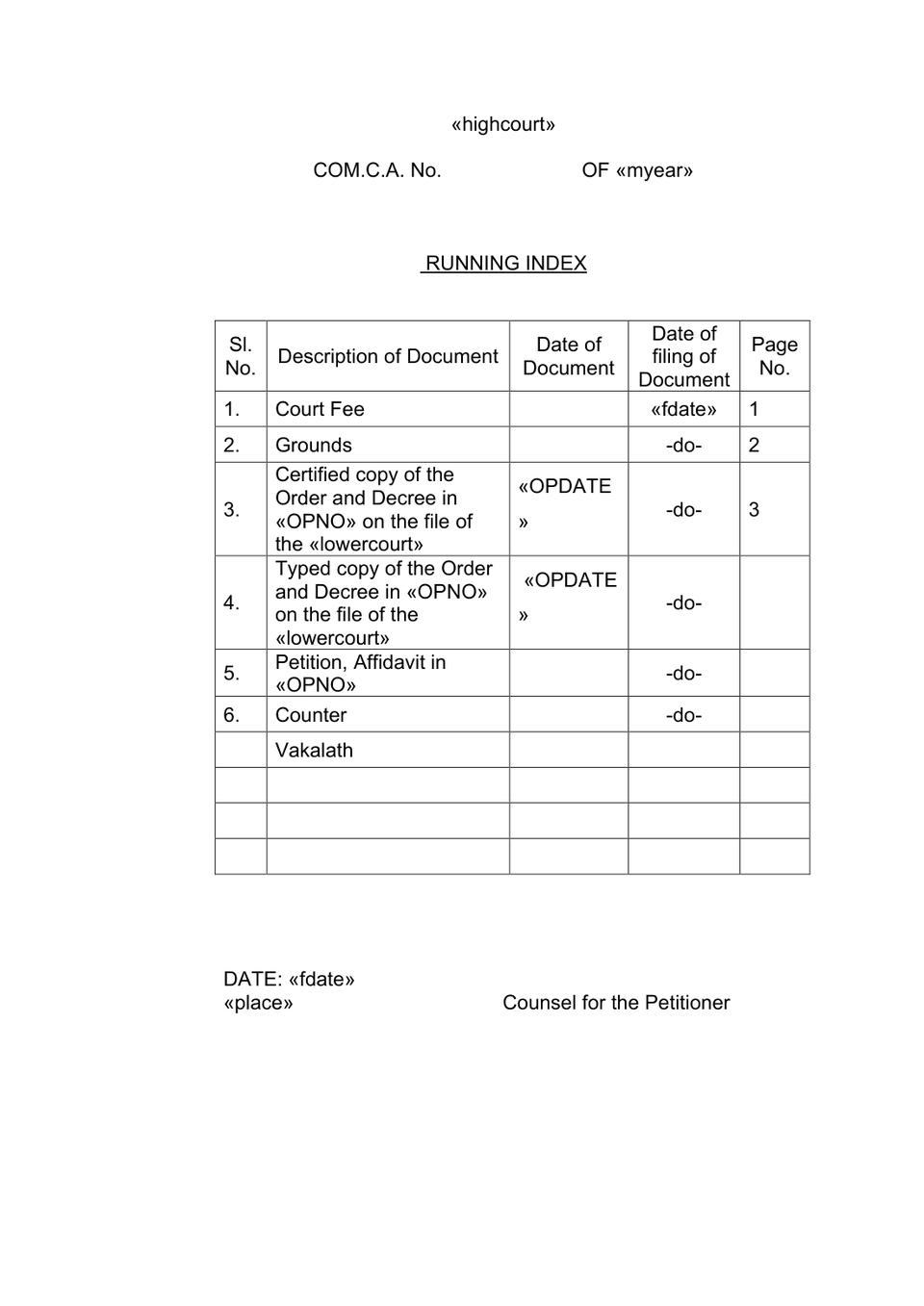 Commercial Court Appeal petition format preview