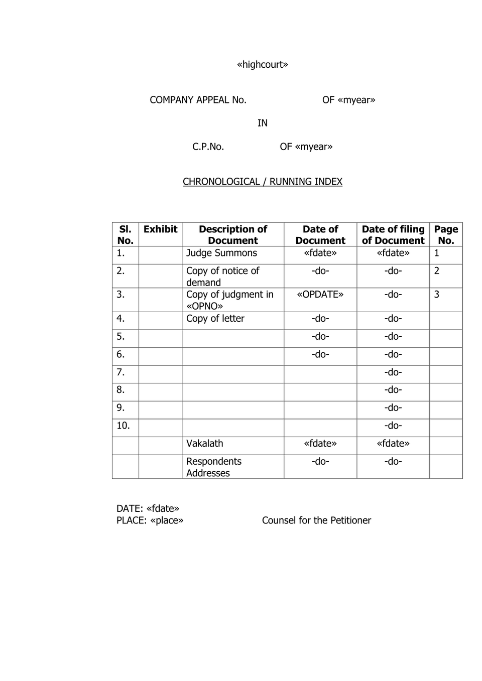Company Appeal petition format preview