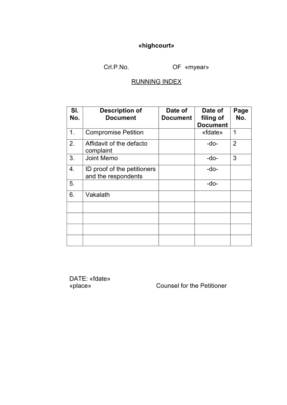 Compromise Petition petition format preview