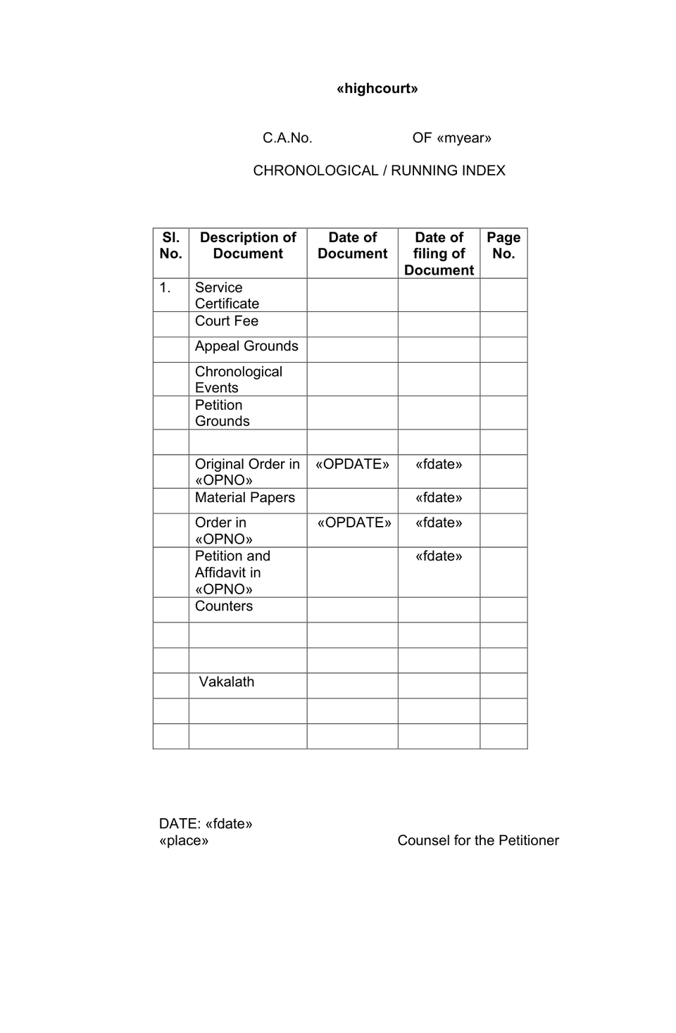 Contempt Appeal petition format preview