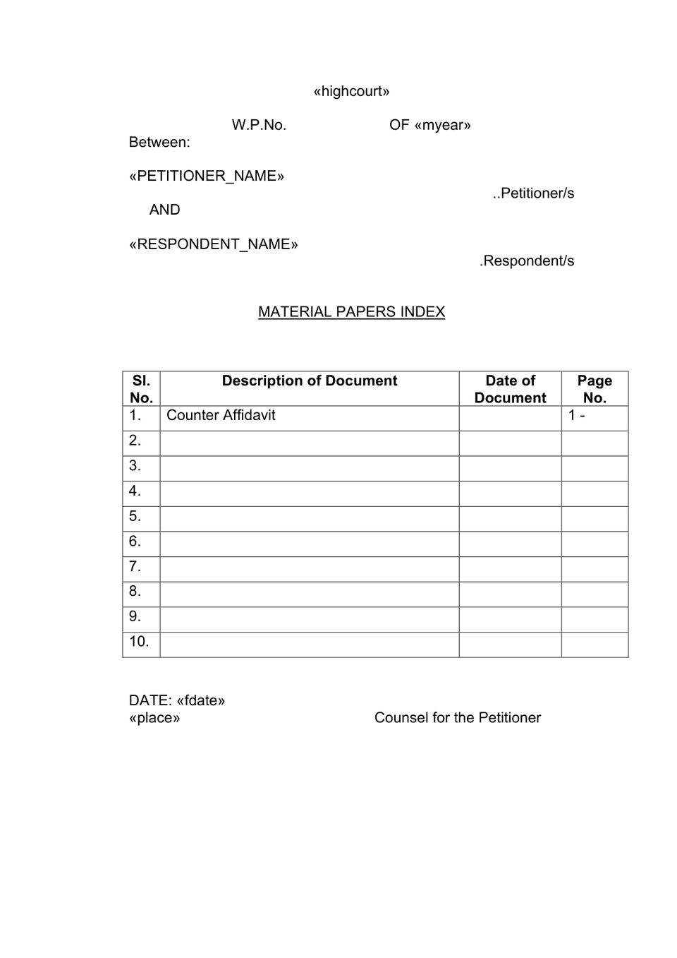 Counter Petition By Respondent preview