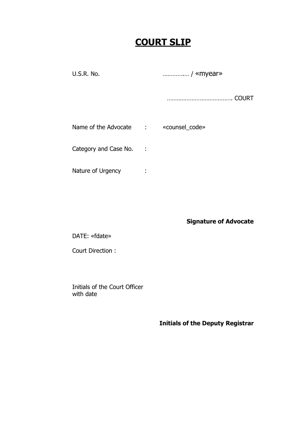 Court Slip preview