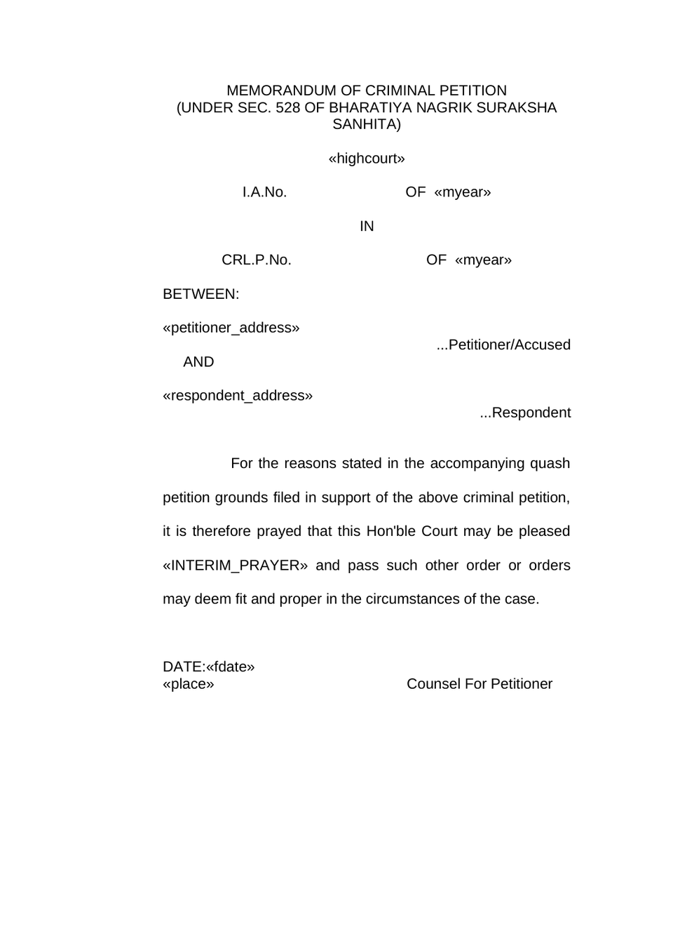 Criminal Petition Under Sec 528 Bnss To Quash Proceedings preview page 5