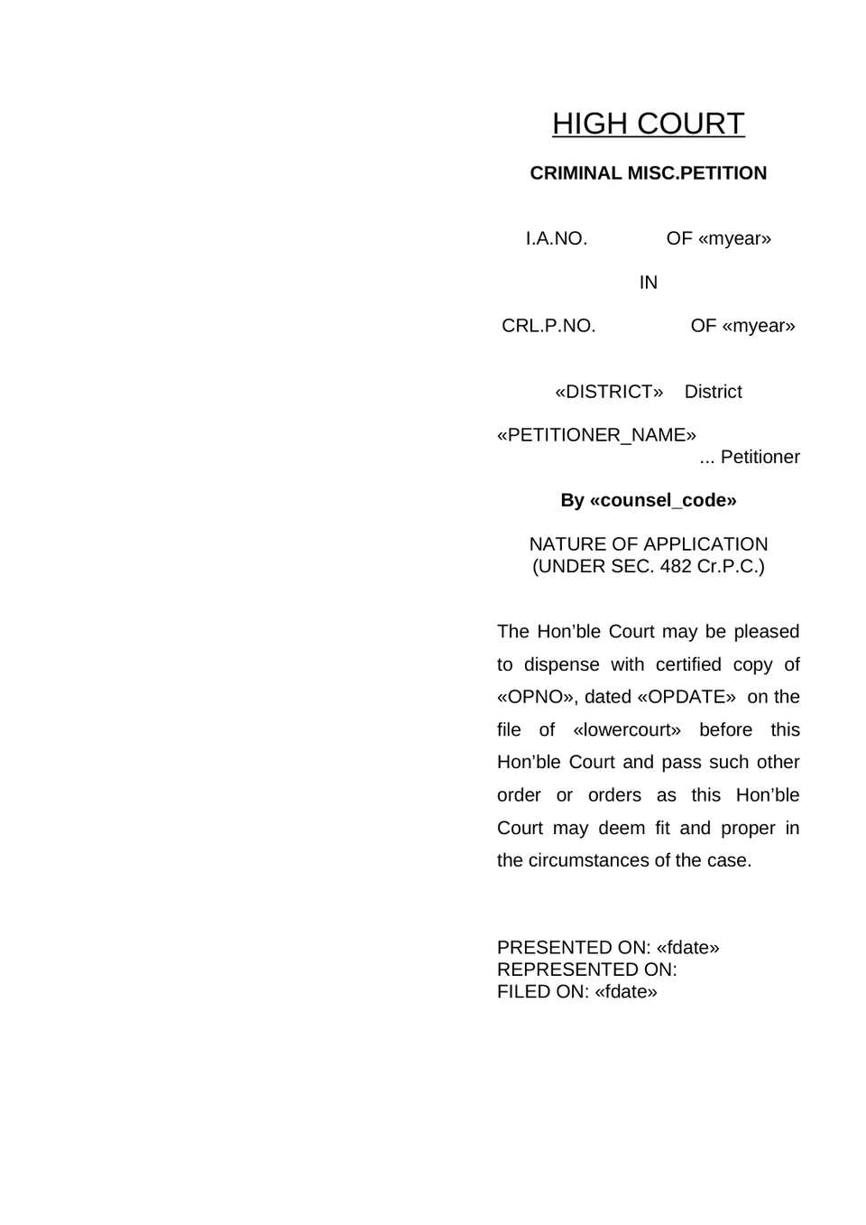 Dispense Petition preview page 3