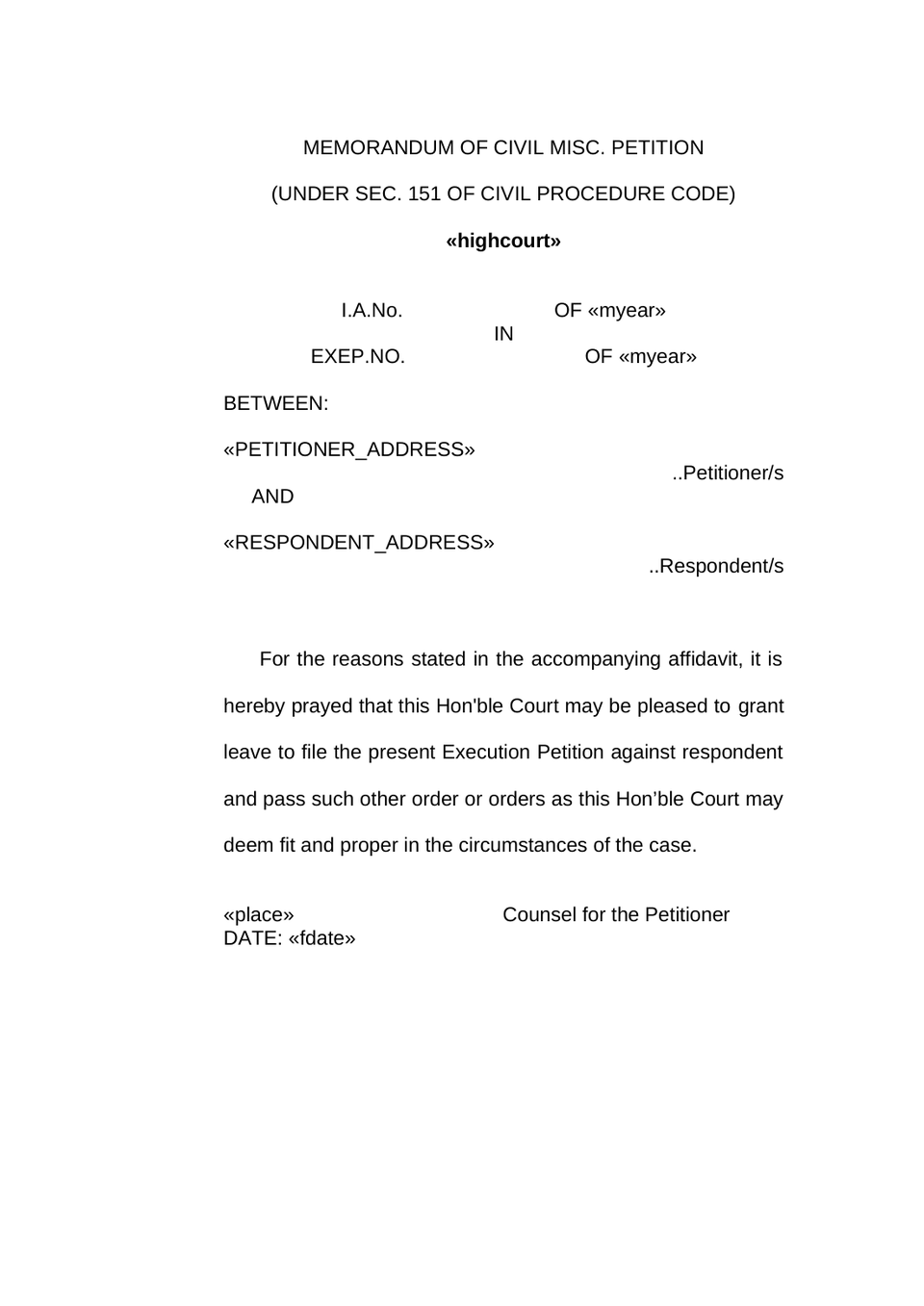 Execution Petition In High Court preview page 20