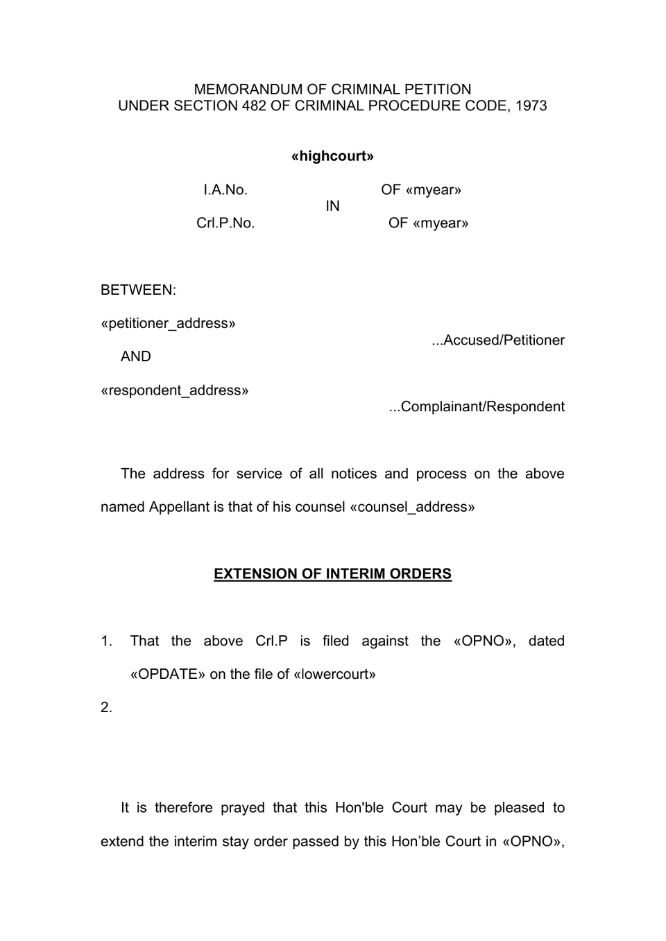 Extension Petition In High Court preview