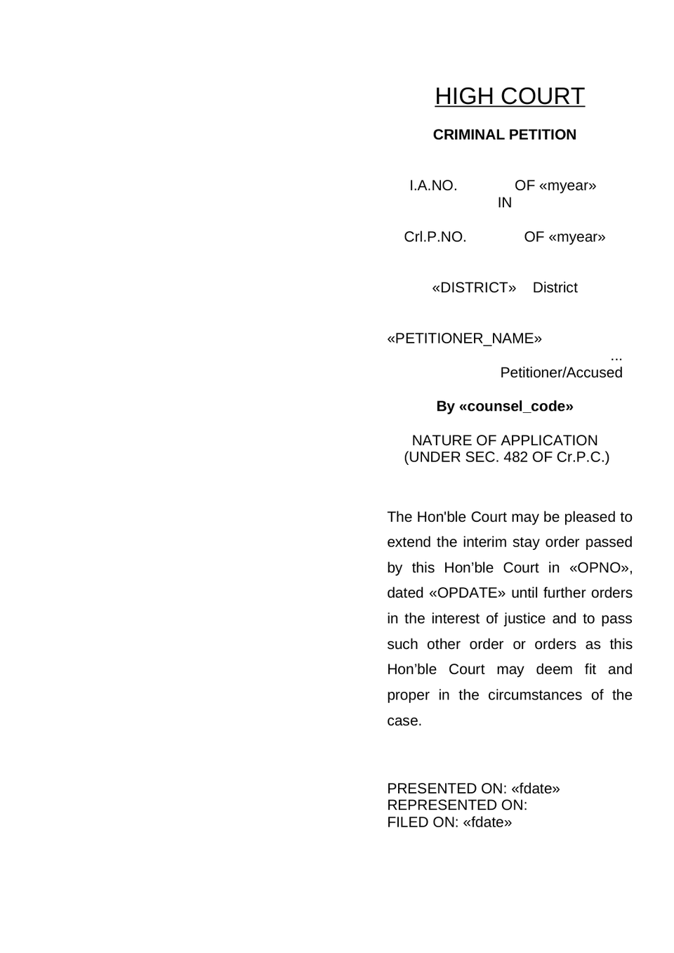 Extension Petition In High Court preview page 4