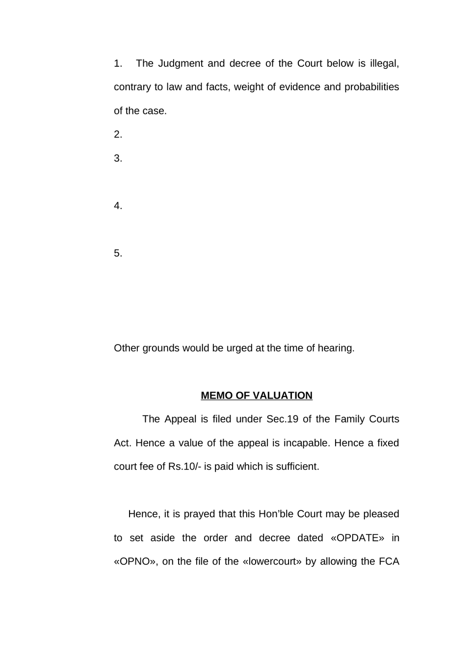 Family Court Appeal Petition preview page 5