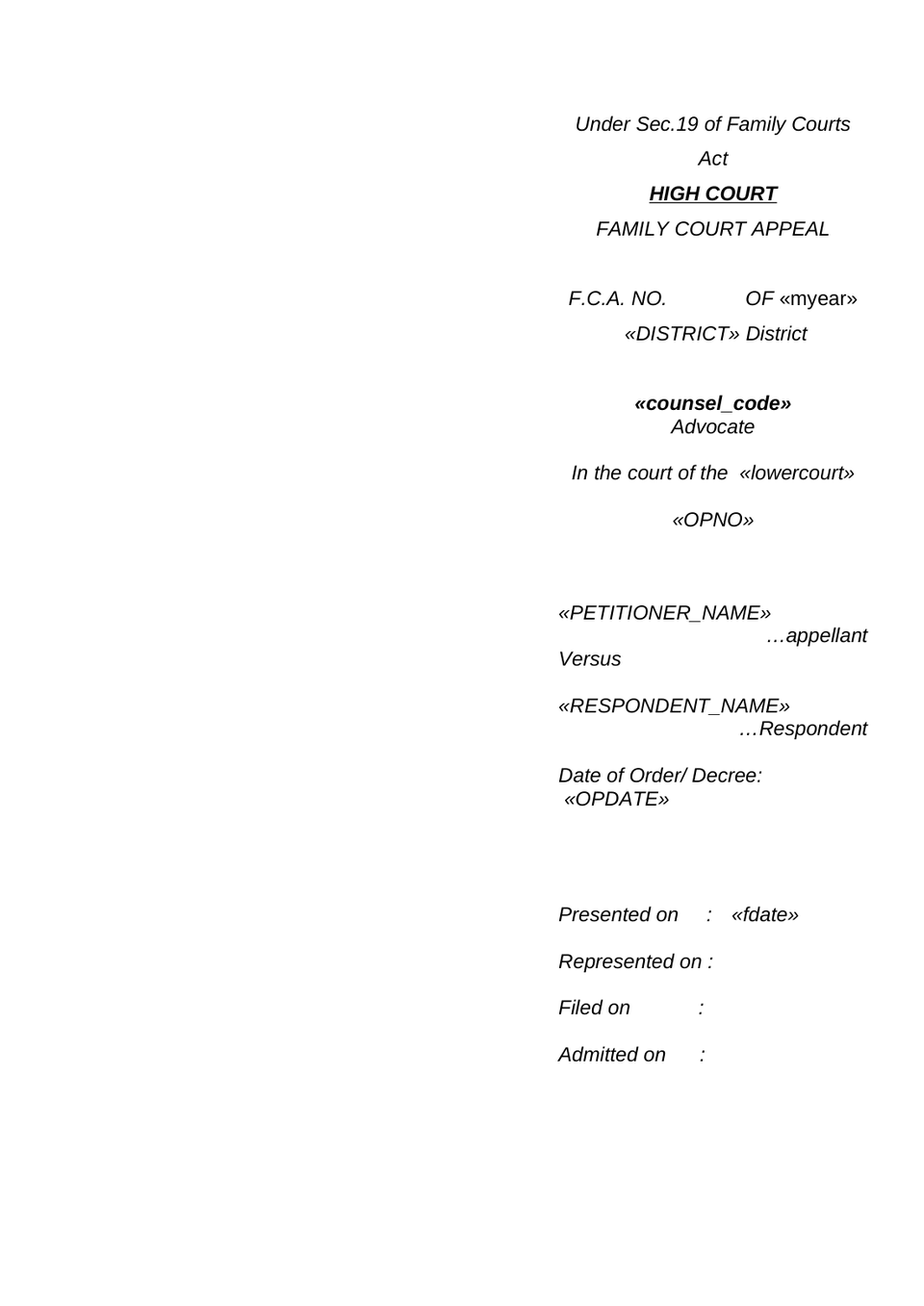 Family Court Appeal Petition preview page 10