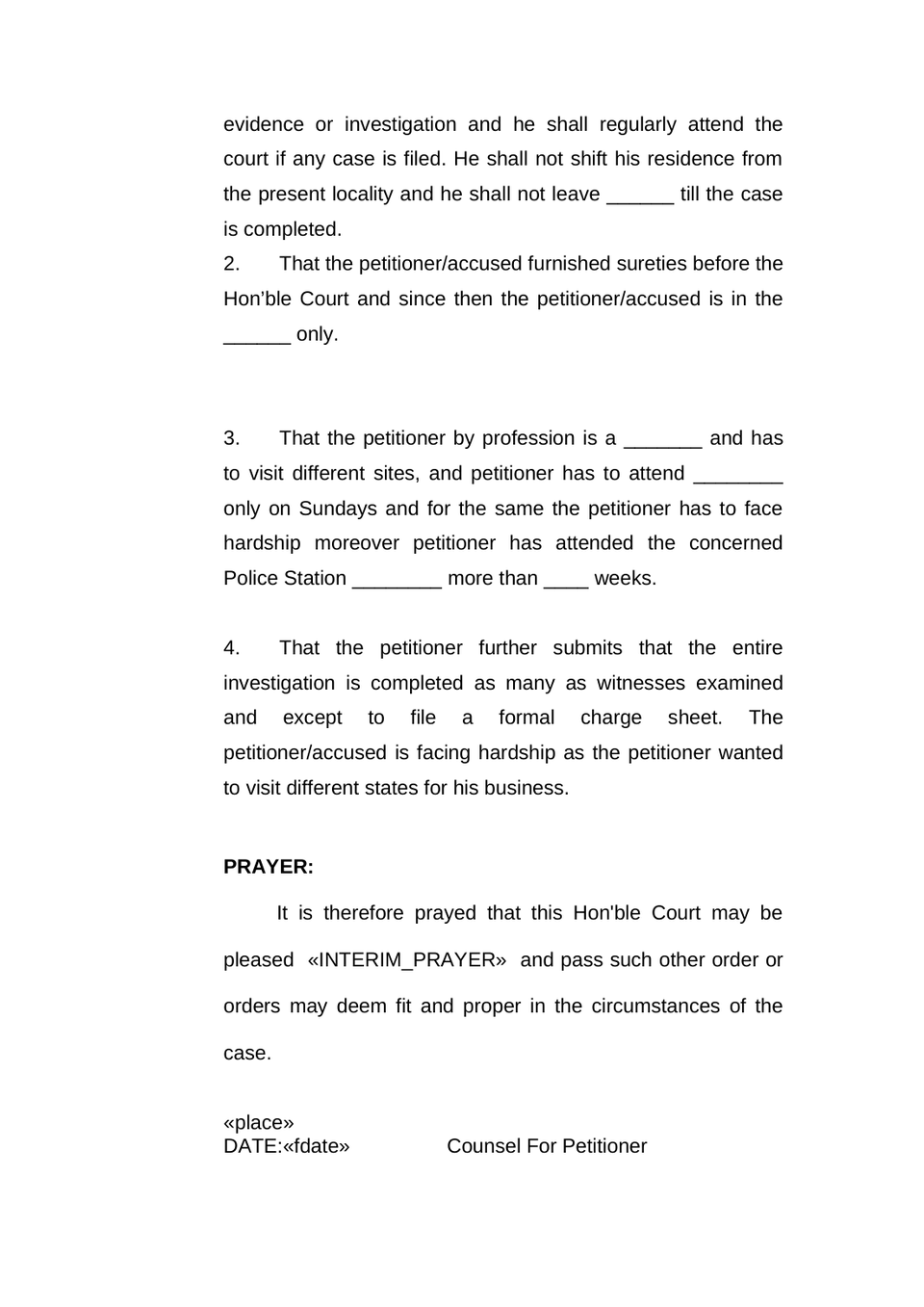 Memorandum Of Criminal Petition Relax Bail preview page 2