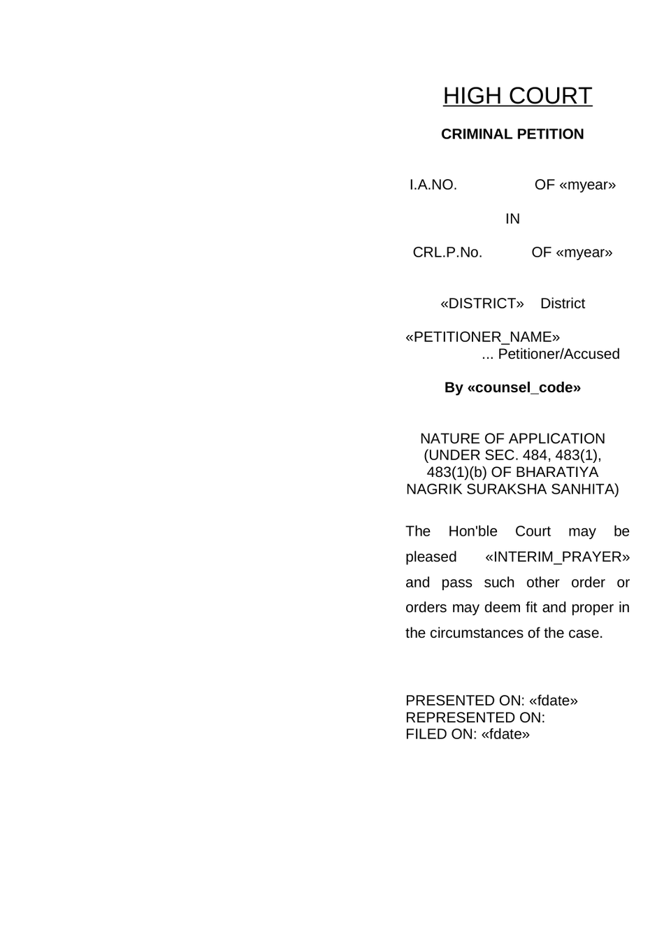 Memorandum Of Criminal Petition Relax Bail preview page 4
