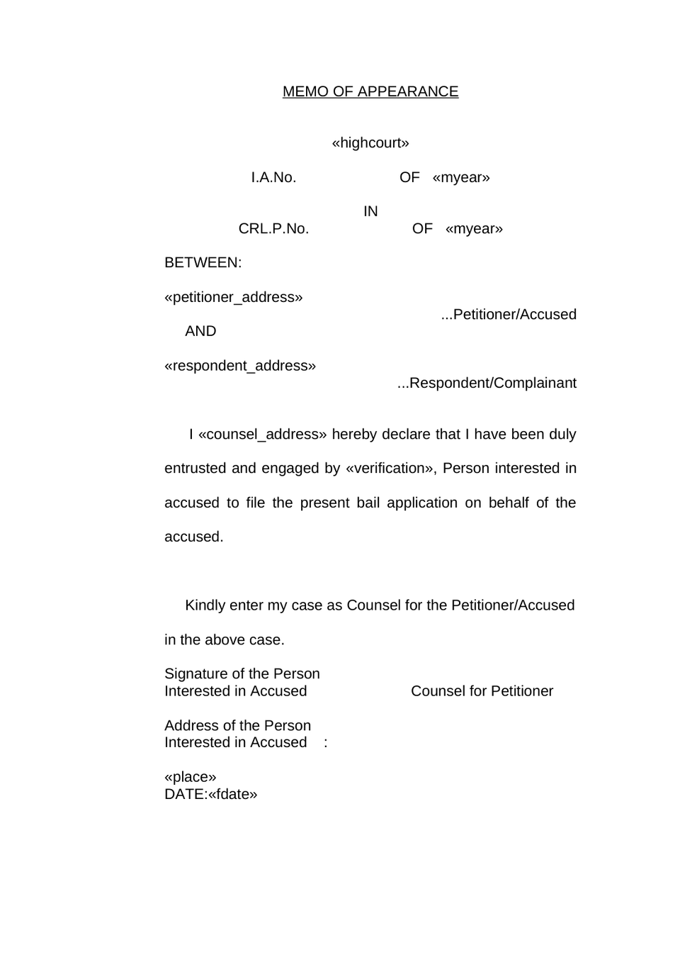 Memorandum Of Criminal Petition Relax Bail preview page 6