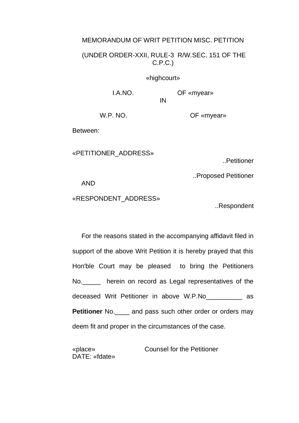 Memorandum Of Writ Petition Misc Petition Petitioner preview page 4