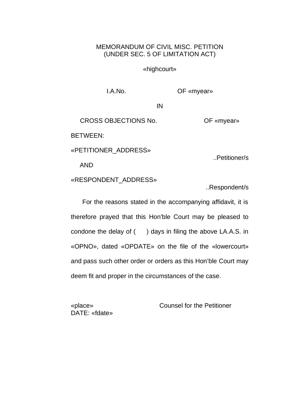 Petition Under Order 41 Rule 22 Of Cpc Cross-Objection Petition preview page 15