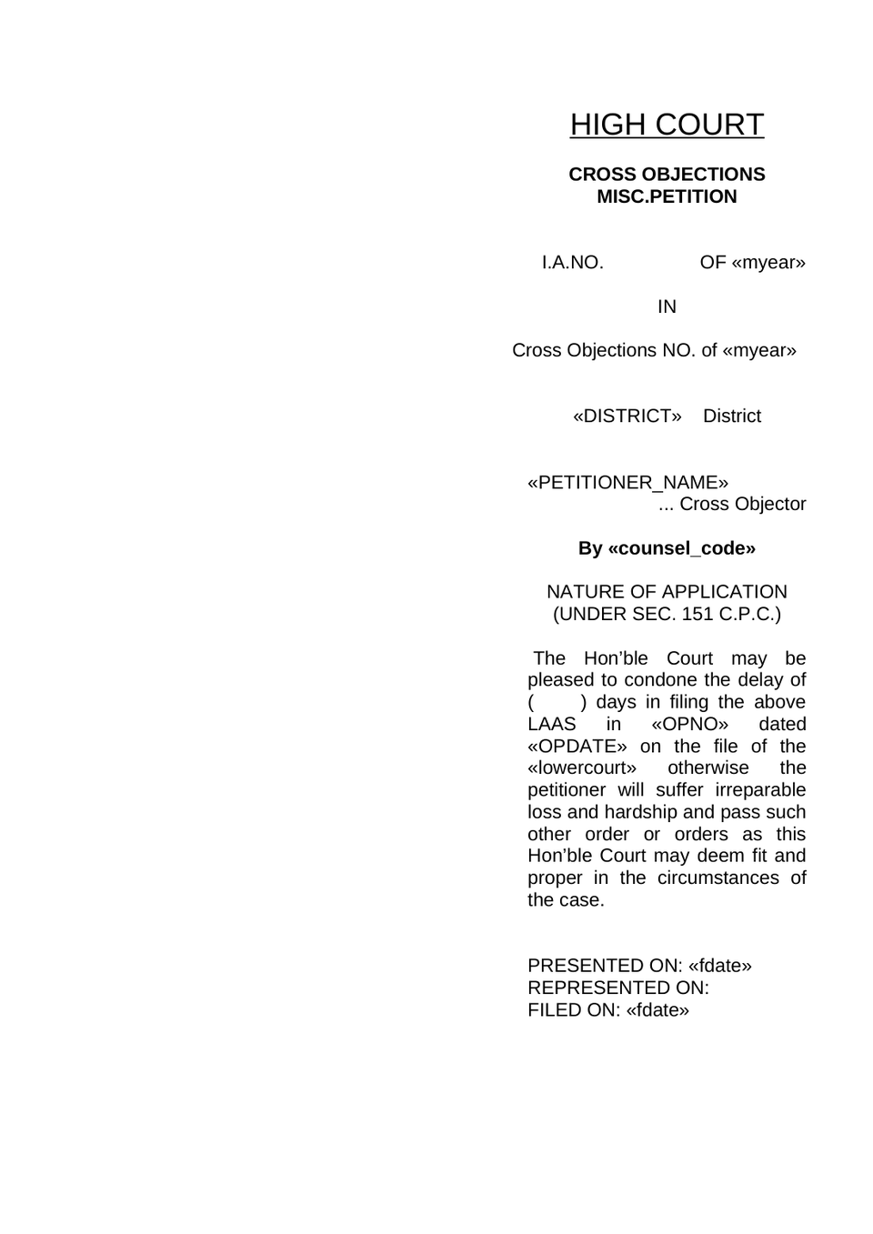 Petition Under Order 41 Rule 22 Of Cpc Cross-Objection Petition preview page 20