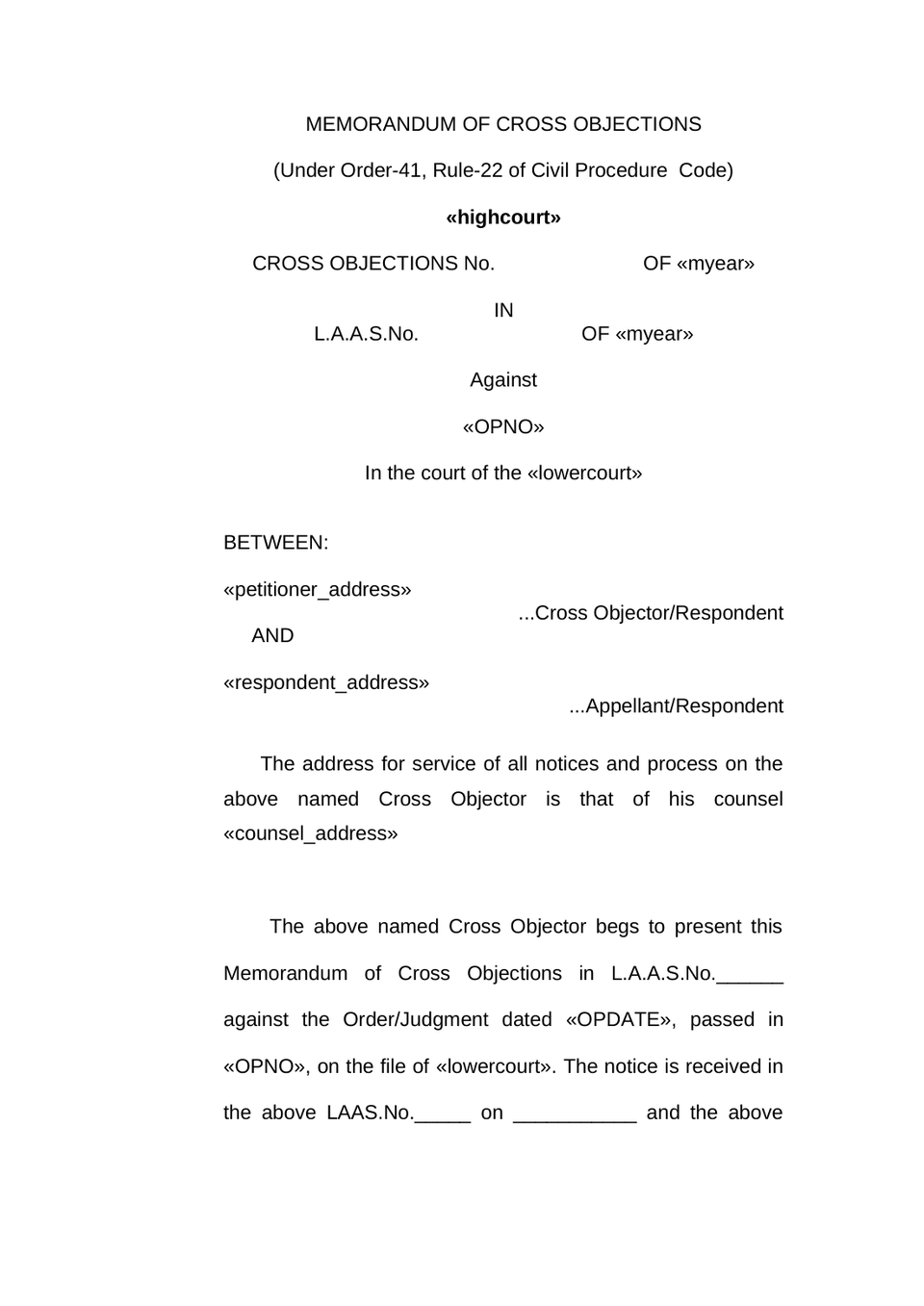 Petition Under Order 41 Rule 22 Of Cpc Cross-Objection Petition preview page 3