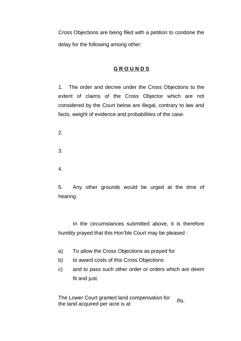 Petition Under Order 41 Rule 22 Of Cpc Cross-Objection Petition preview page 4