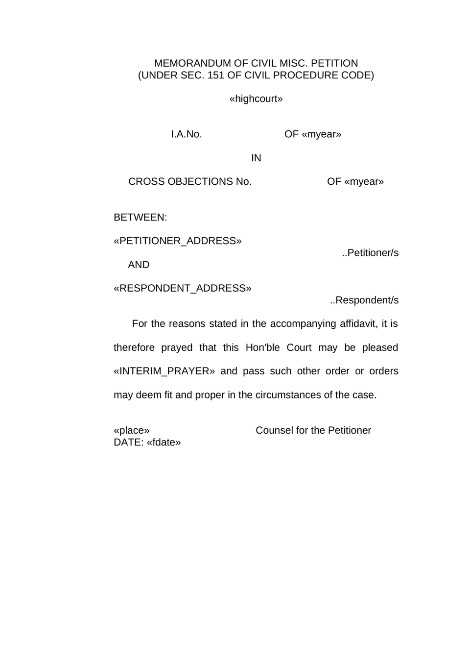 Petition Under Order 41 Rule 22 Of Cpc Cross-Objection Petition preview page 10