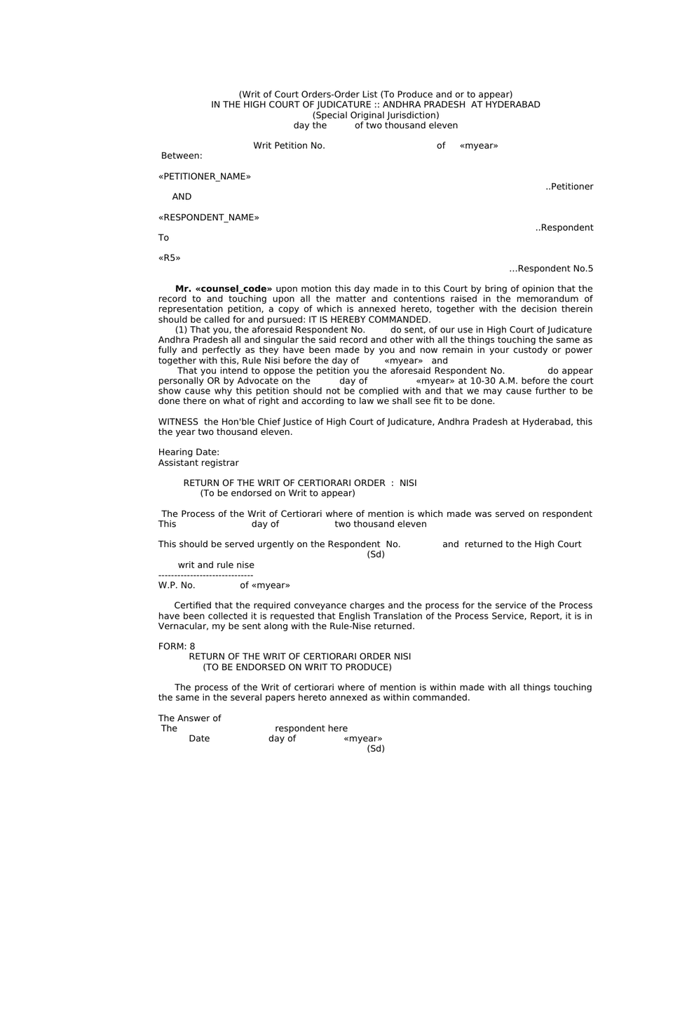 Rule Nisi Writ Petition preview page 5