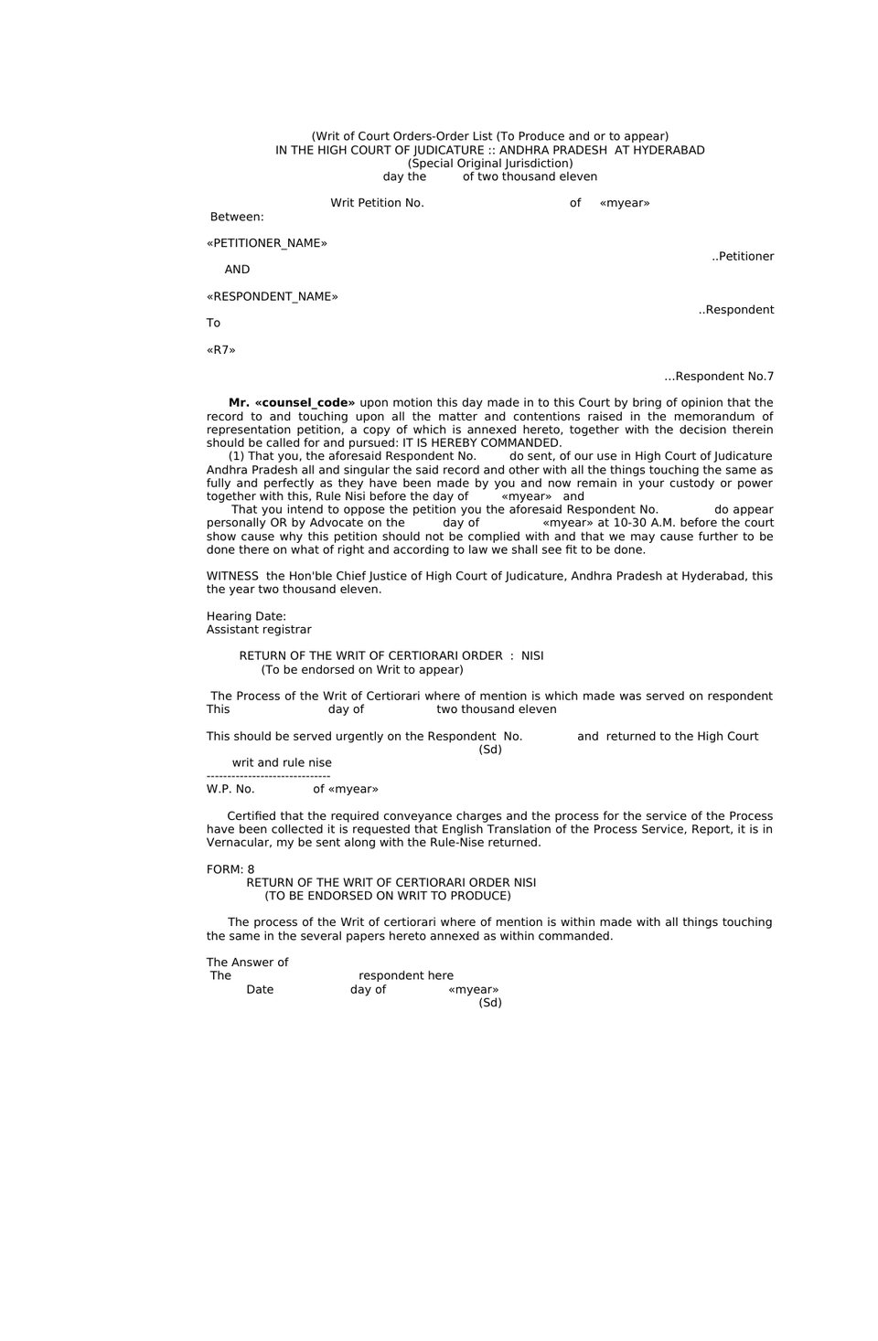 Rule Nisi Writ Petition preview page 7