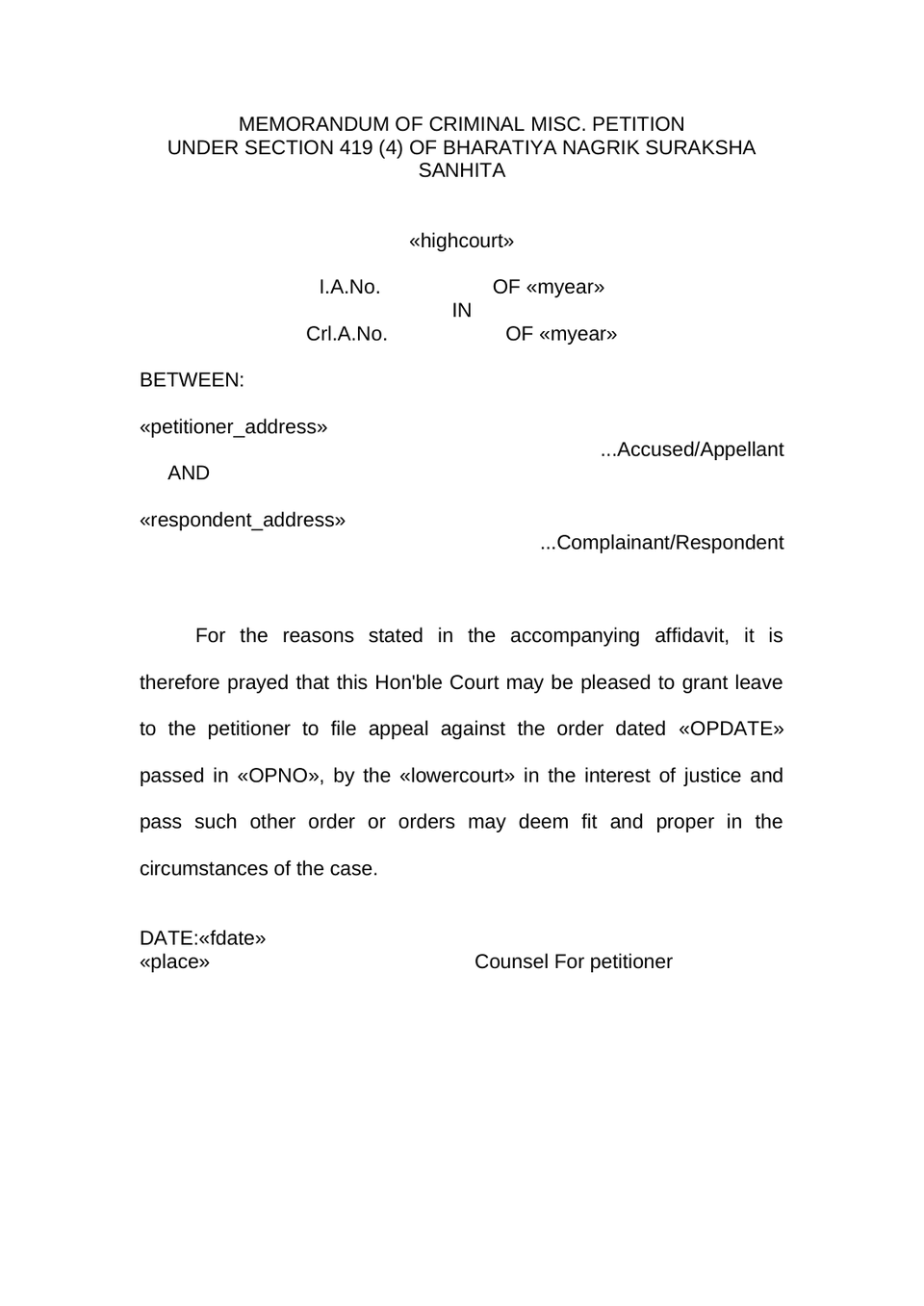 Section 419(4) Bnss Criminal Petition Filed By A Private Complainant To Challenge An Acquittal preview page 3