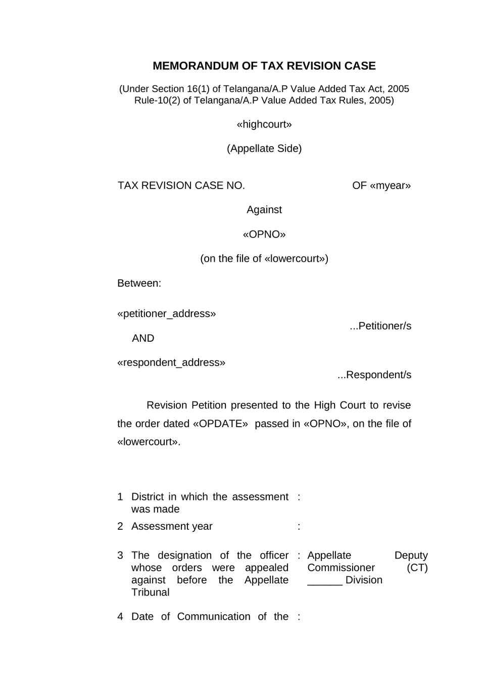 Tax Revision Case Petition preview page 4