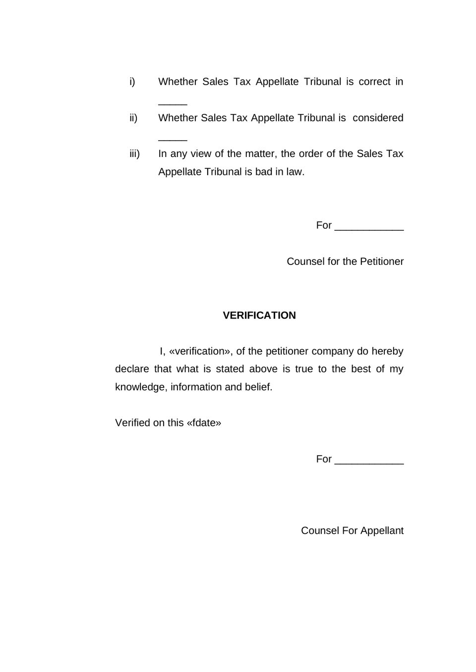 Tax Revision Case Petition preview page 6