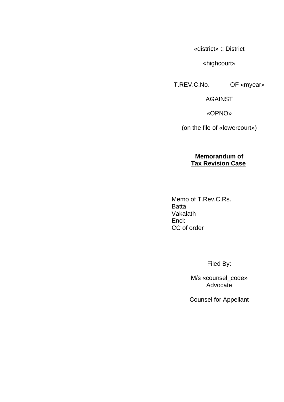 Tax Revision Case Petition preview page 7
