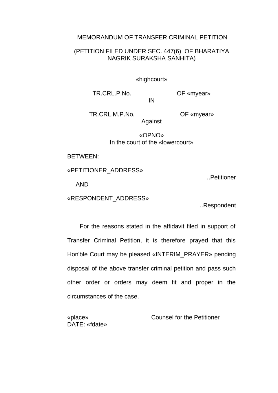 Transfer Criminal Petition Under Sec.447  Of Bnss preview page 6
