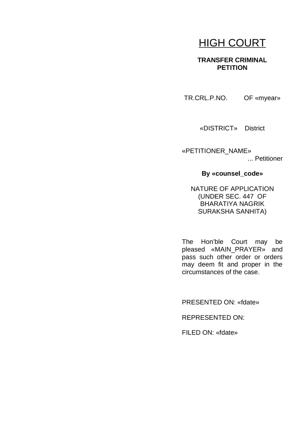 Transfer Criminal Petition Under Sec.447  Of Bnss preview page 10