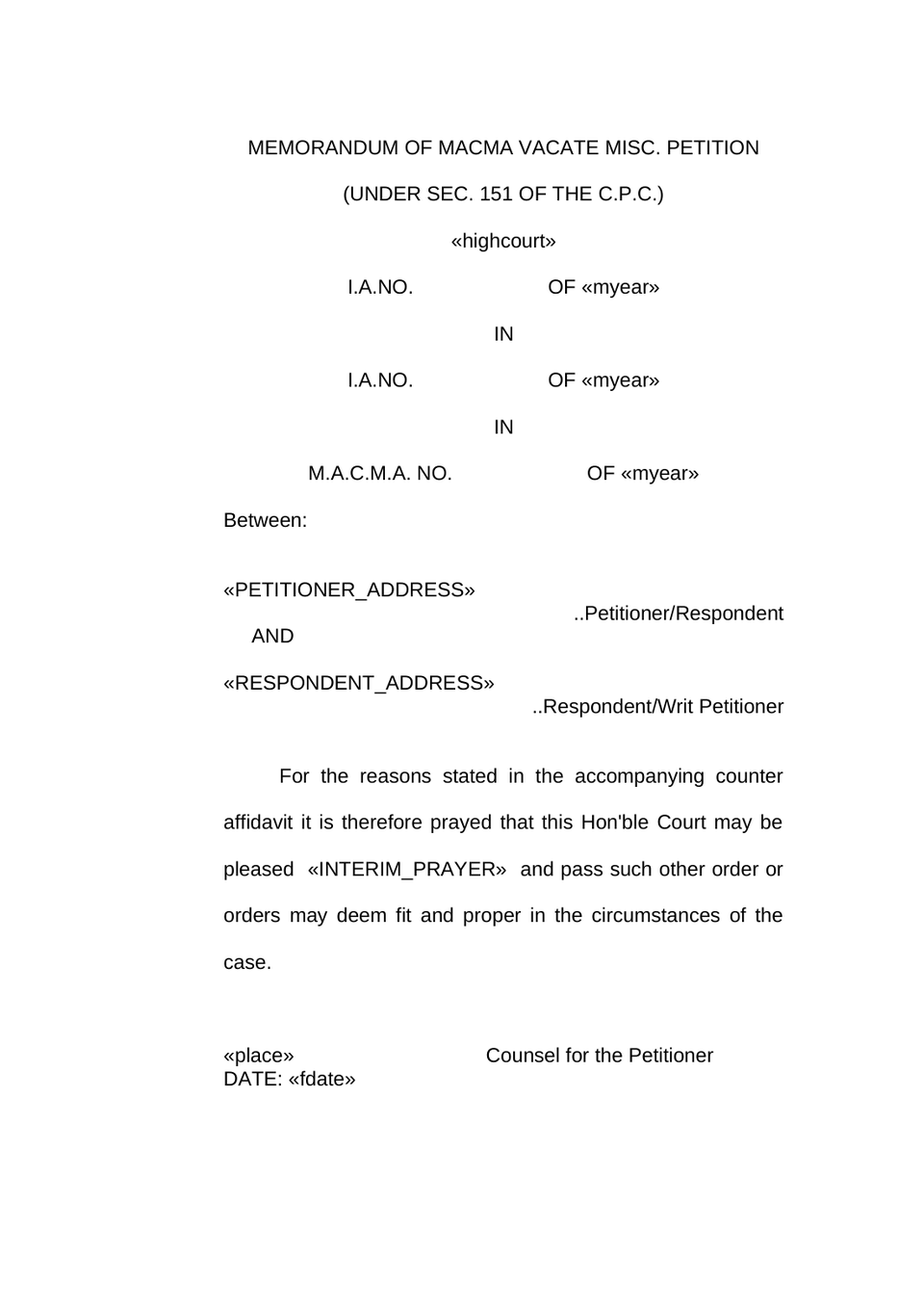Vacate Miscellaneous Petition In Motor Accident Civil Miscellaneous Appeal preview page 5