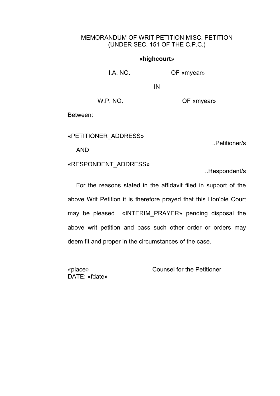 Writ Miscellaneous Petition preview