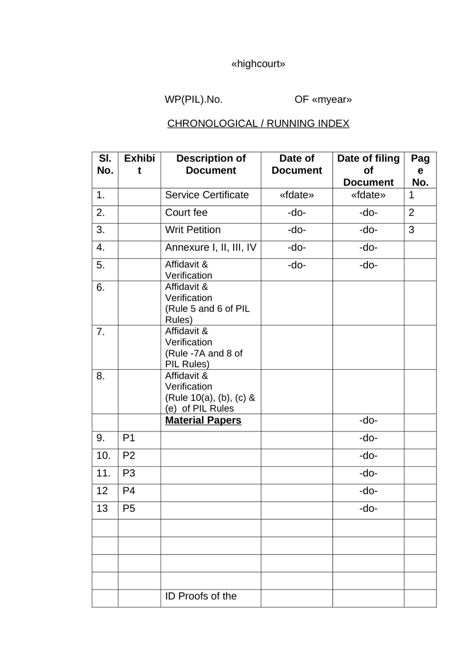 Writ Petition Public Interest Litigation Check List preview page 2