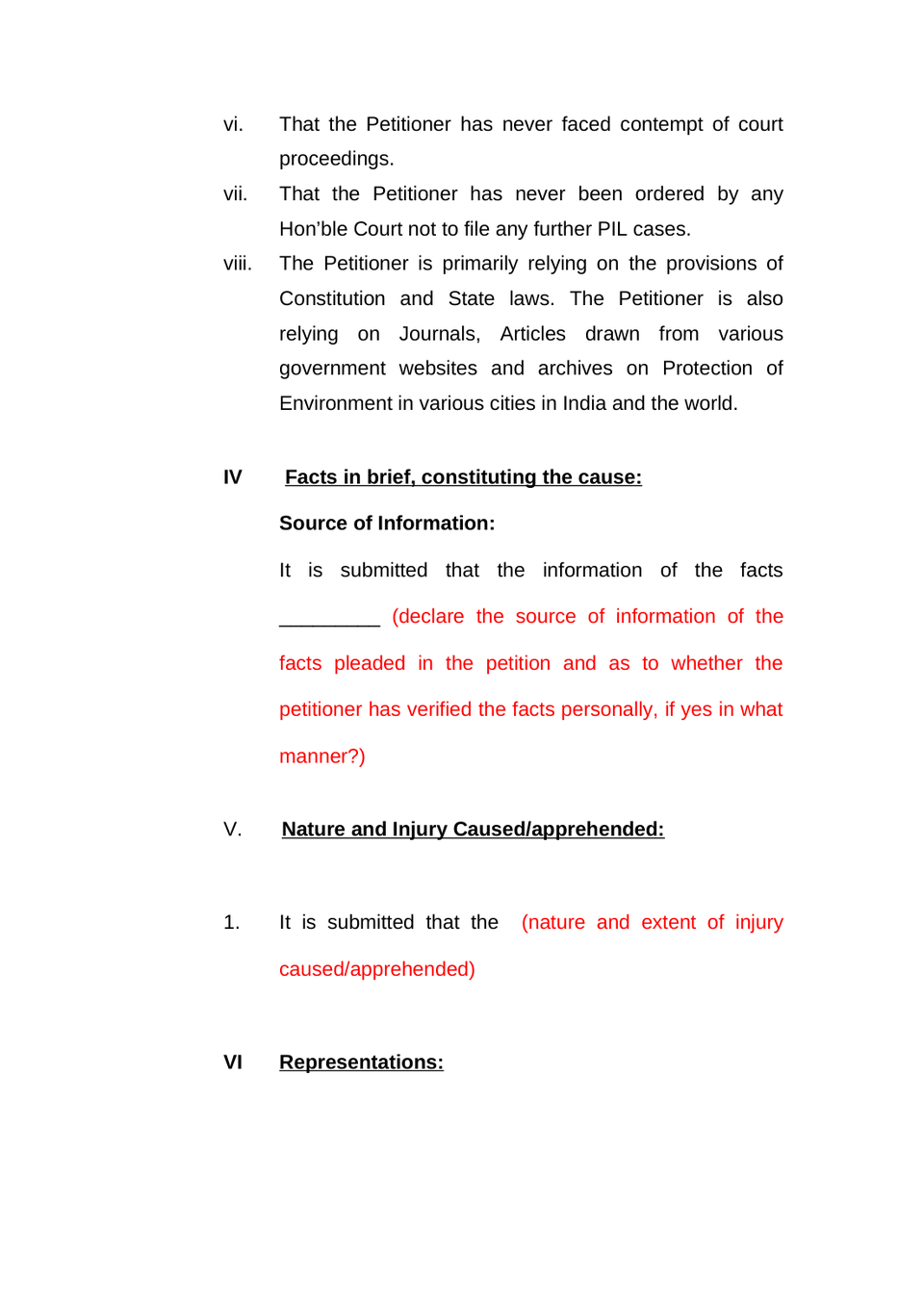Writ Petition Public Interest Litigation Check List preview page 12