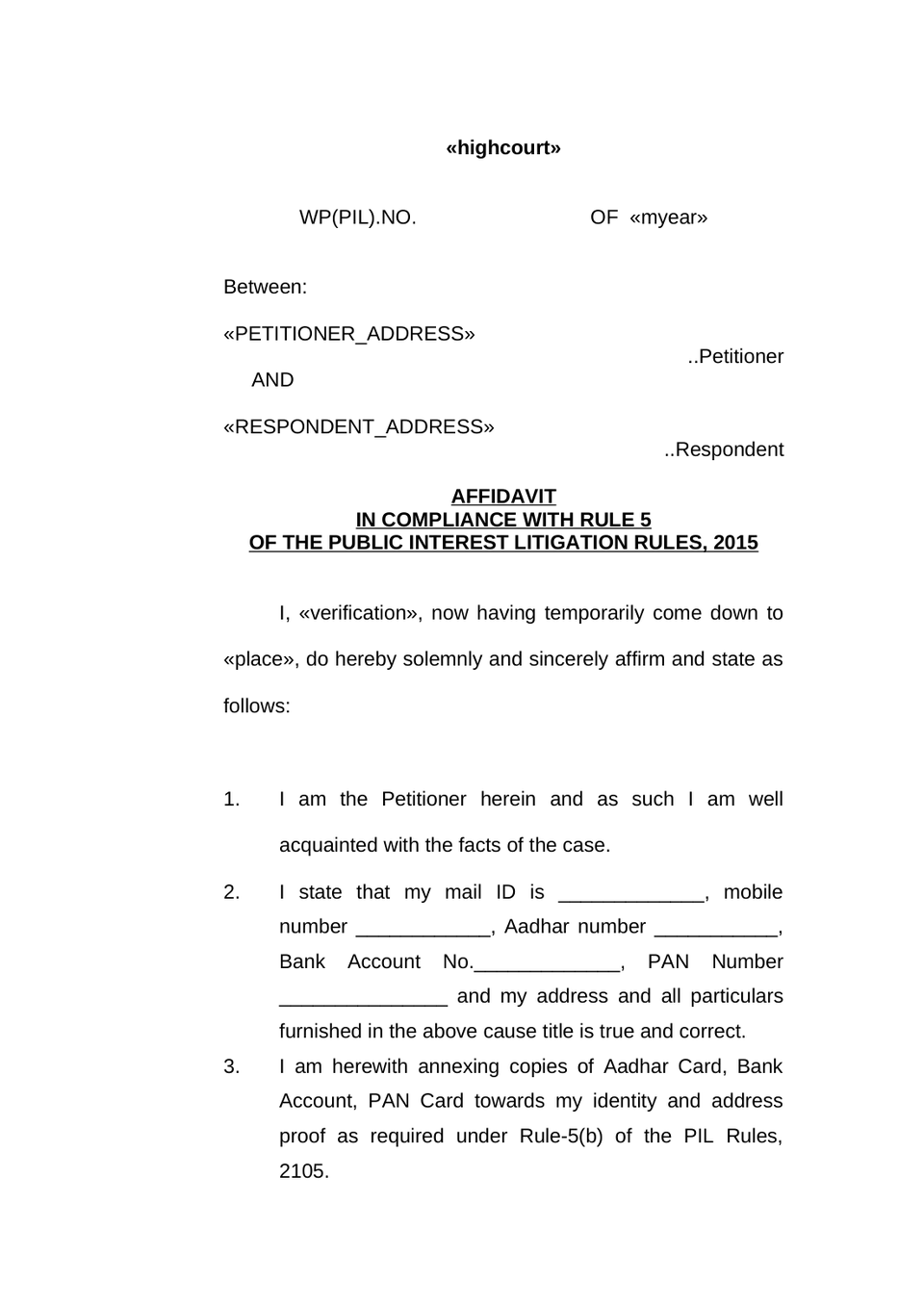 Writ Petition Public Interest Litigation Check List preview page 16