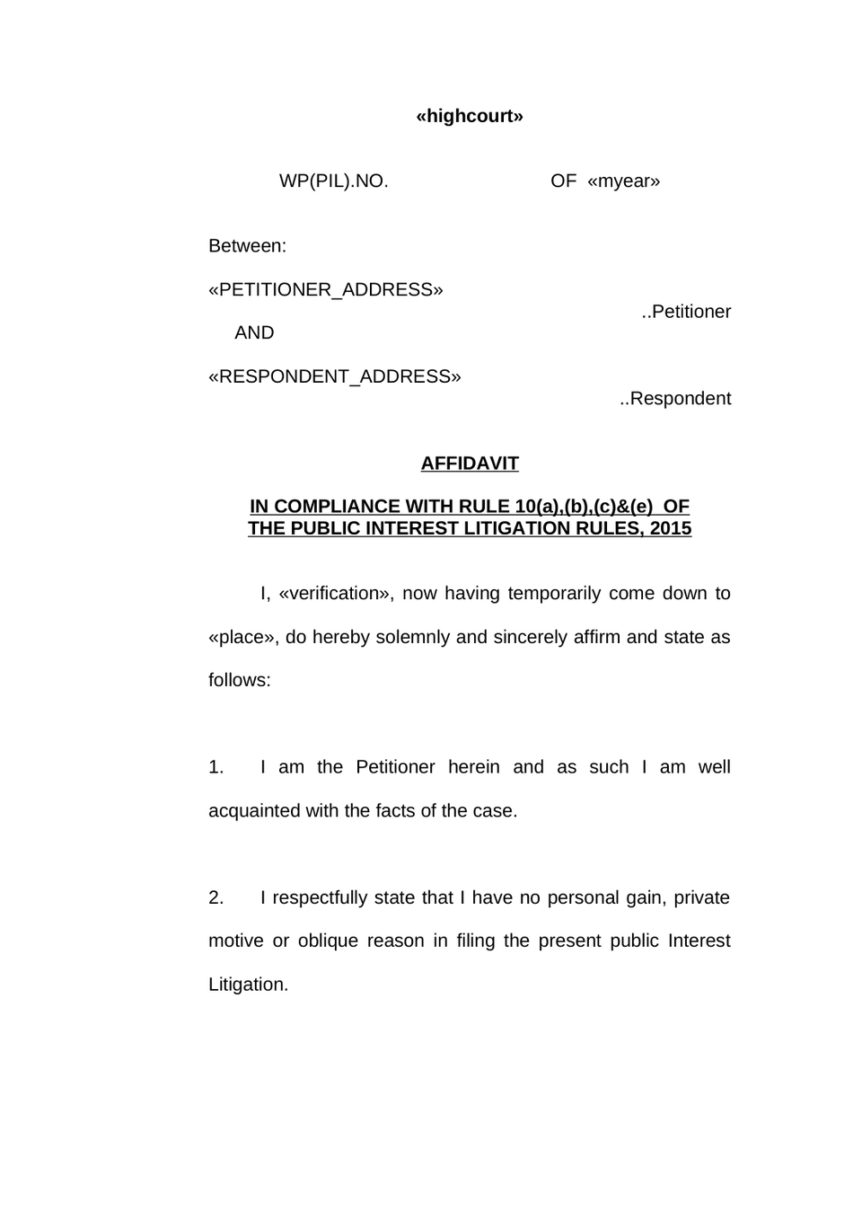 Writ Petition Public Interest Litigation Check List preview page 22