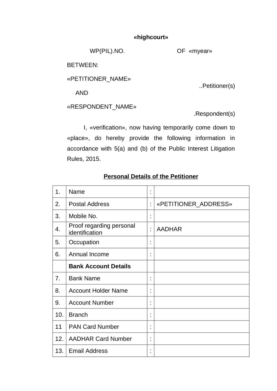 Writ Petition Public Interest Litigation Check List preview page 25