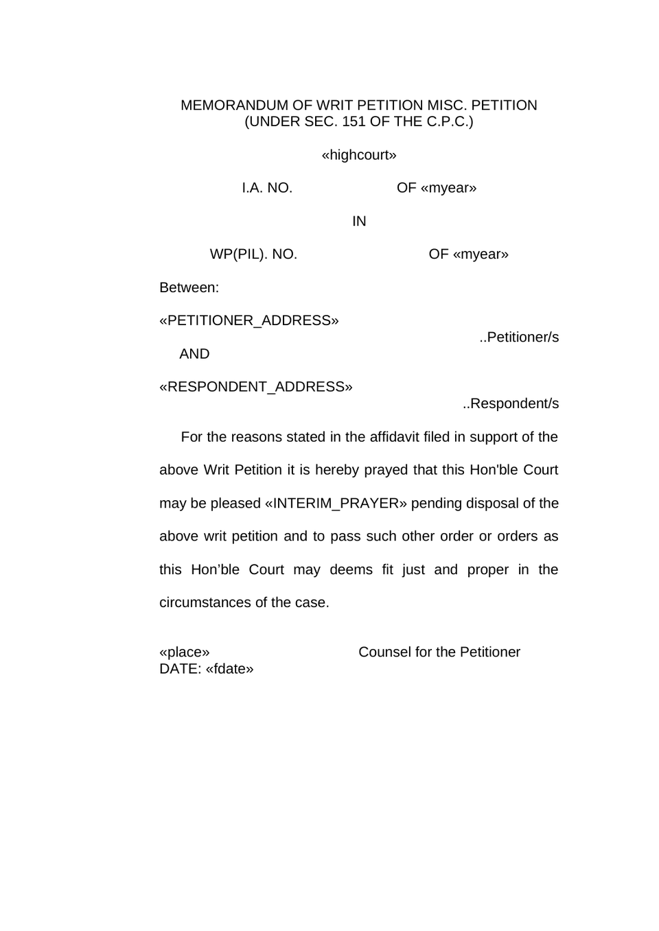 Writ Petition Public Interest Litigation Check List preview page 31